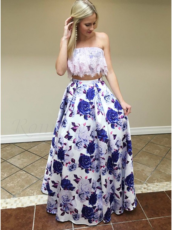 purple and white prom dress