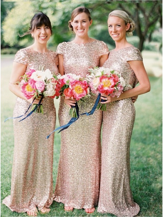 rose gold bridesmaid gowns