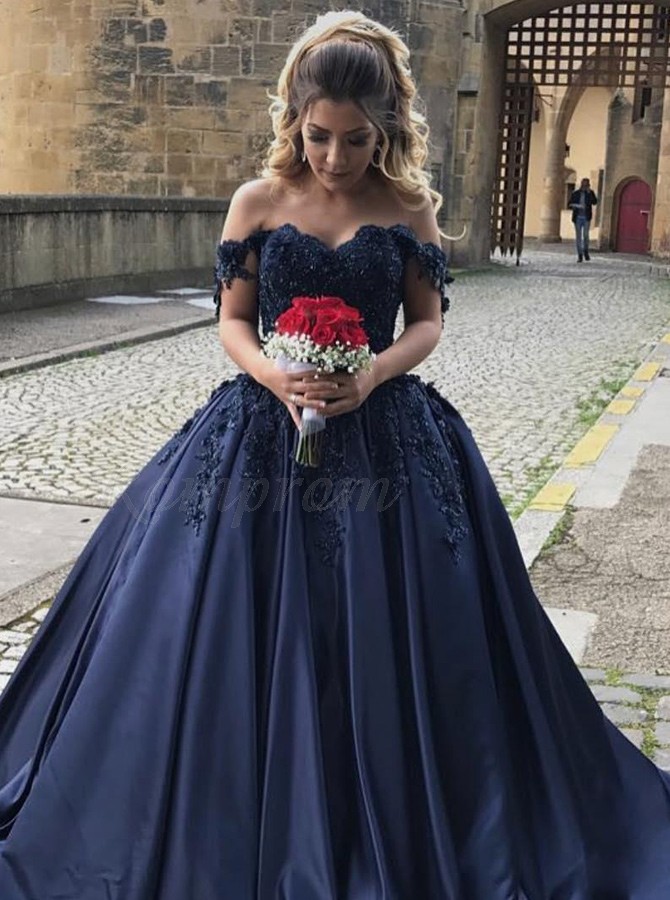 navy ball gown