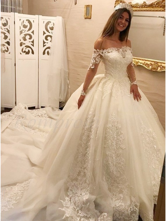 off white wedding gowns with sleeves