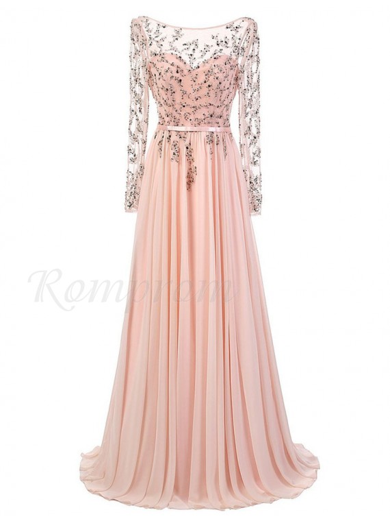 sheer sleeve formal dress