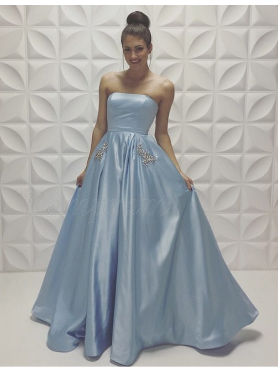 light blue strapless dress