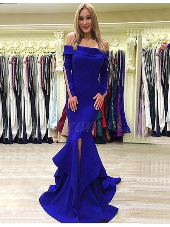 royal blue mermaid dress with sleeves