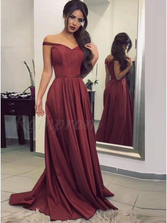 burgundy silk prom dress