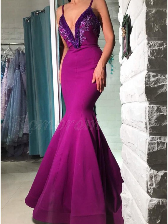 mermaid purple prom dresses