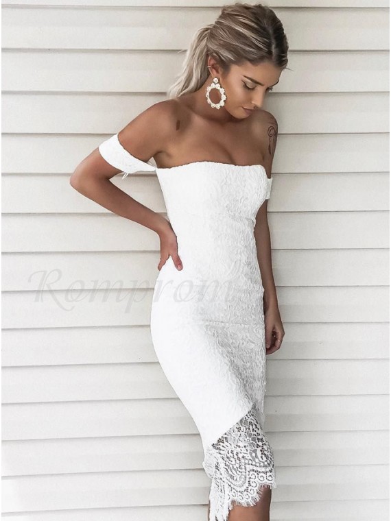White Short Sleeve Cocktail Dress ...
