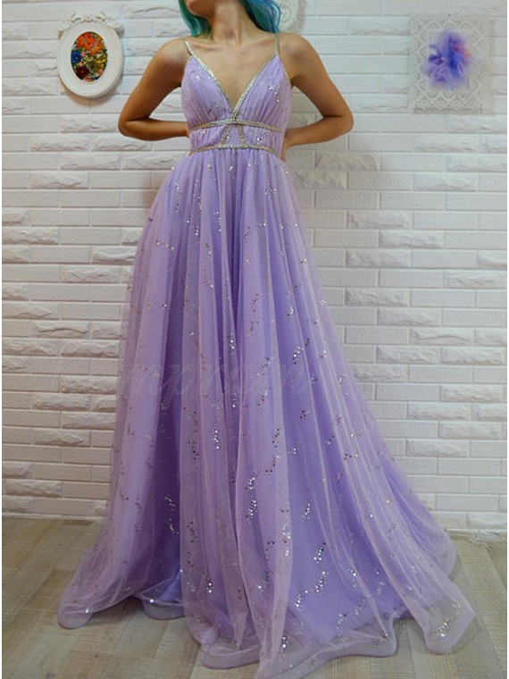 lavender purple prom dress