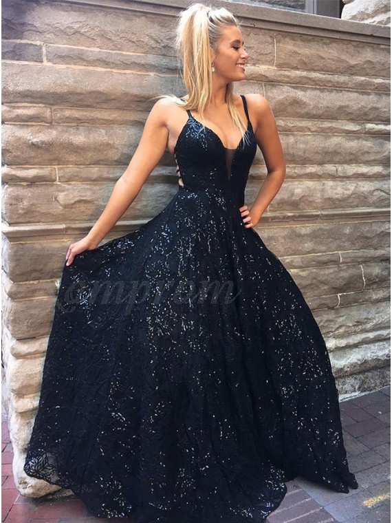 Black Prom Dresses with Straps