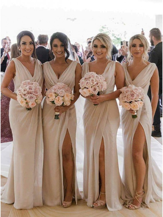 champagne silk bridesmaid dresses