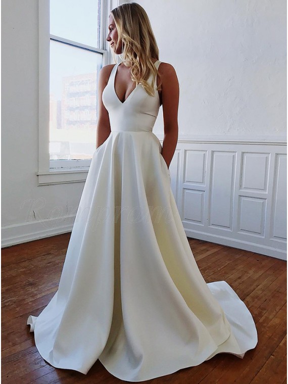 simple open back wedding dress