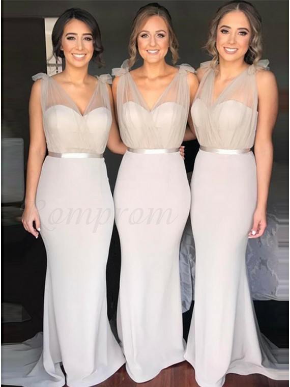 light gray bridesmaid dress