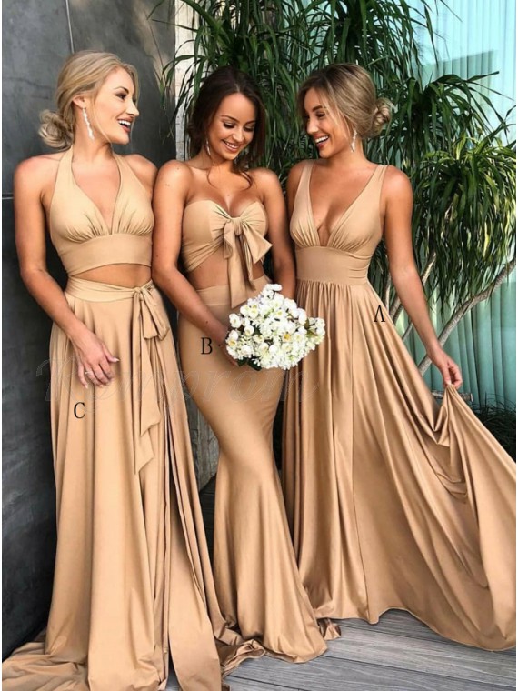 mismatched champagne bridesmaid dresses