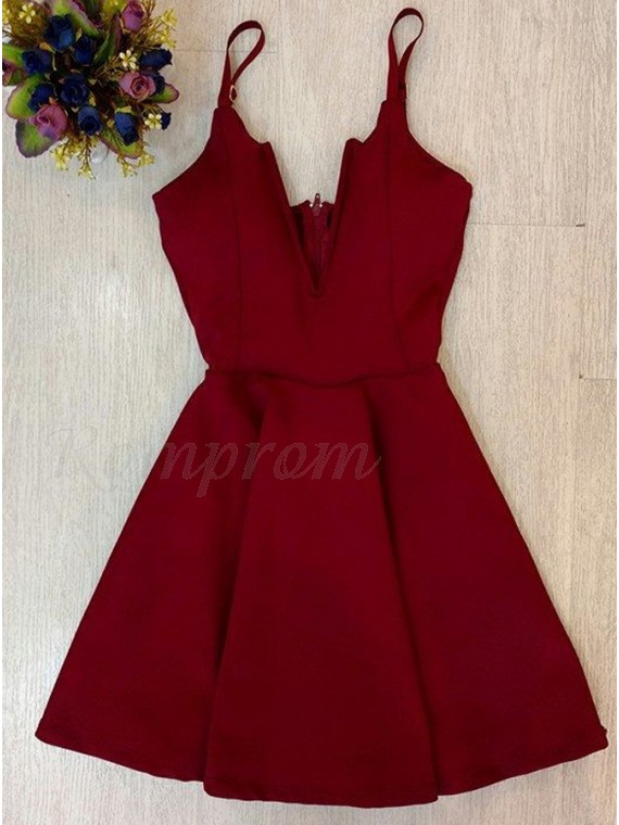 A-Line Deep V-Neck Satin Little Black Dress - $62.99 only | Romprom.com