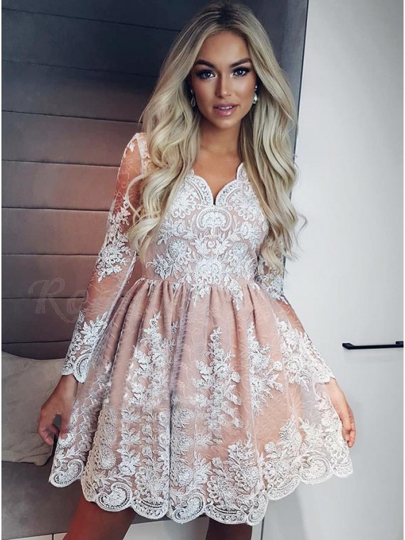 long sleeve formal dresses short