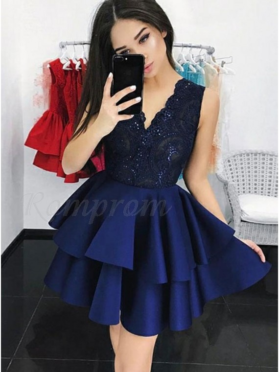 navy blue tiered dress