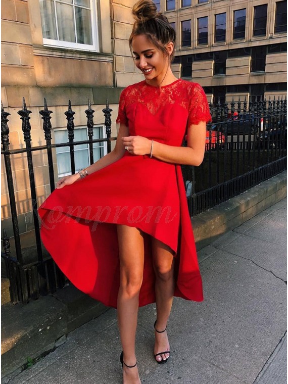 short sleeve high low dress