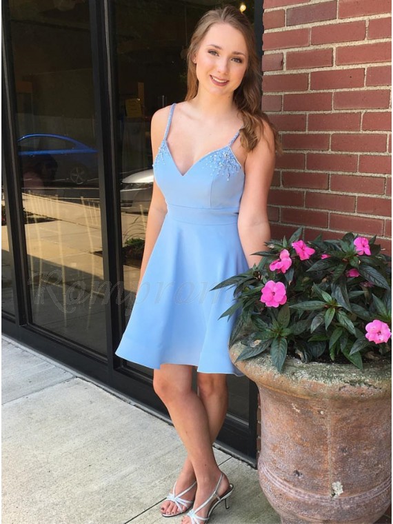 light blue strap dress