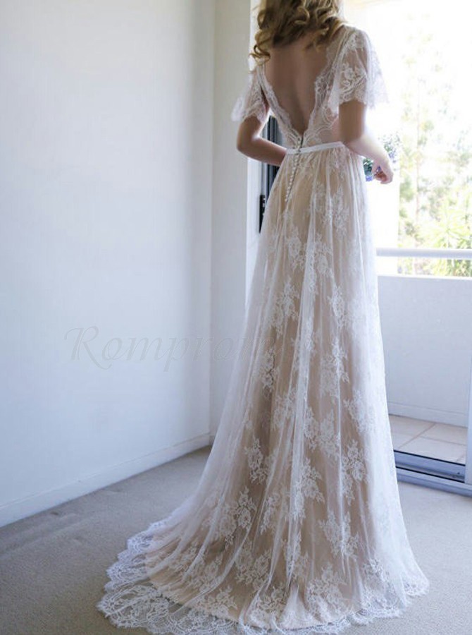 light blue boho wedding dress