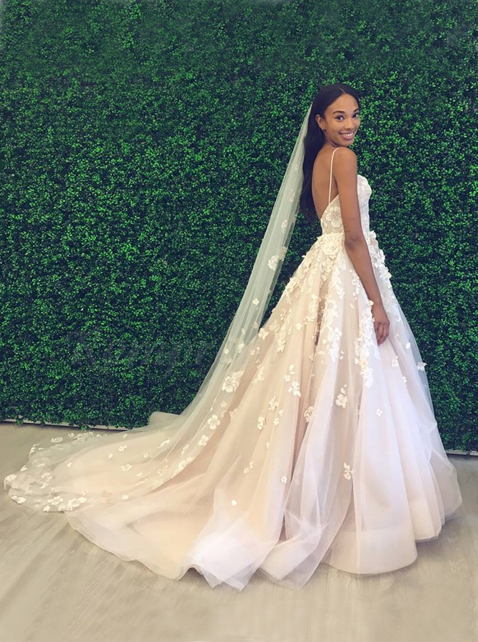 pearl pink wedding dress