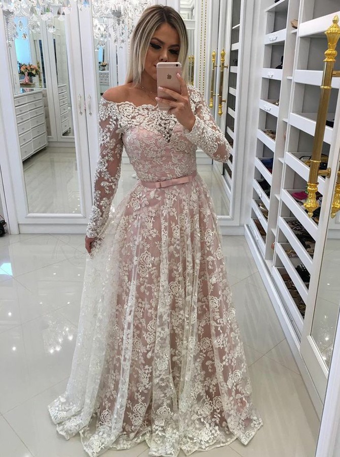 blush dress with sleeves