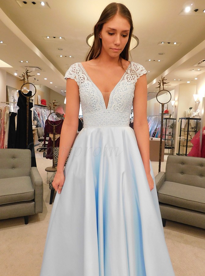light blue formal dress with sleeves