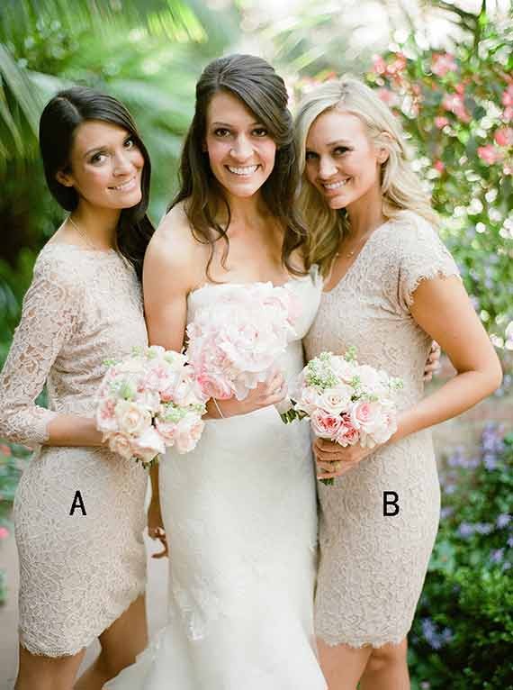 champagne lace bridesmaid dresses