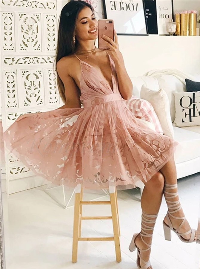 blush hoco dress