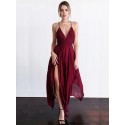 A-Line Spaghetti Straps Sexy Asymmetrical Burgundy Prom Dress