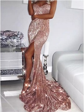 Sweetheart Mermaid Evening Dress Long Pink Prom Dress