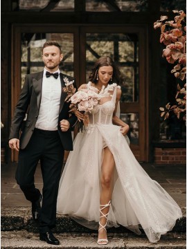 A-Line Straps Wedding Dress with Split