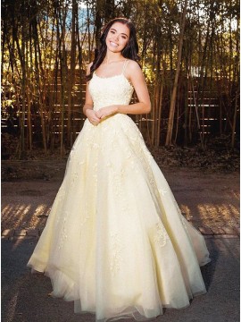 Yellow Chiffon Long Prom Dress